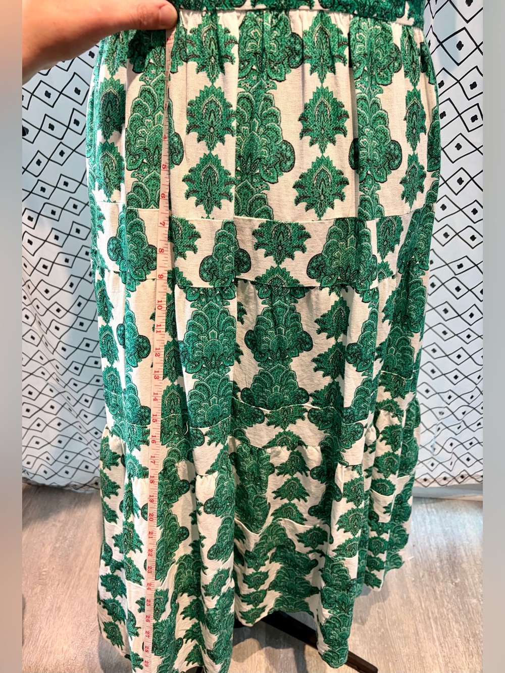 House of Harlow 1960 Green and Cream Tie-Shoulder Maxi Dress - Picture 6 of 11